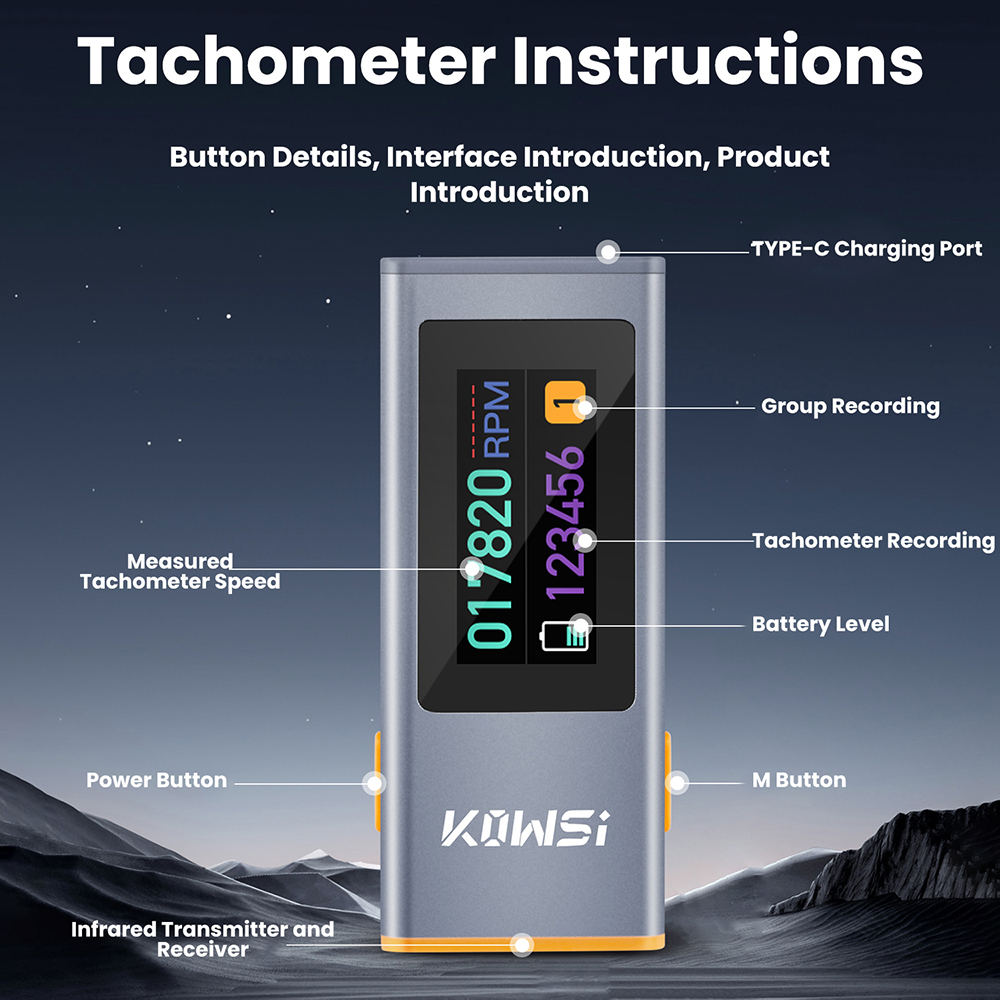 0.96-inch TFT infrared RPM spe - Industrial Laser Tachometer avaliação e preço