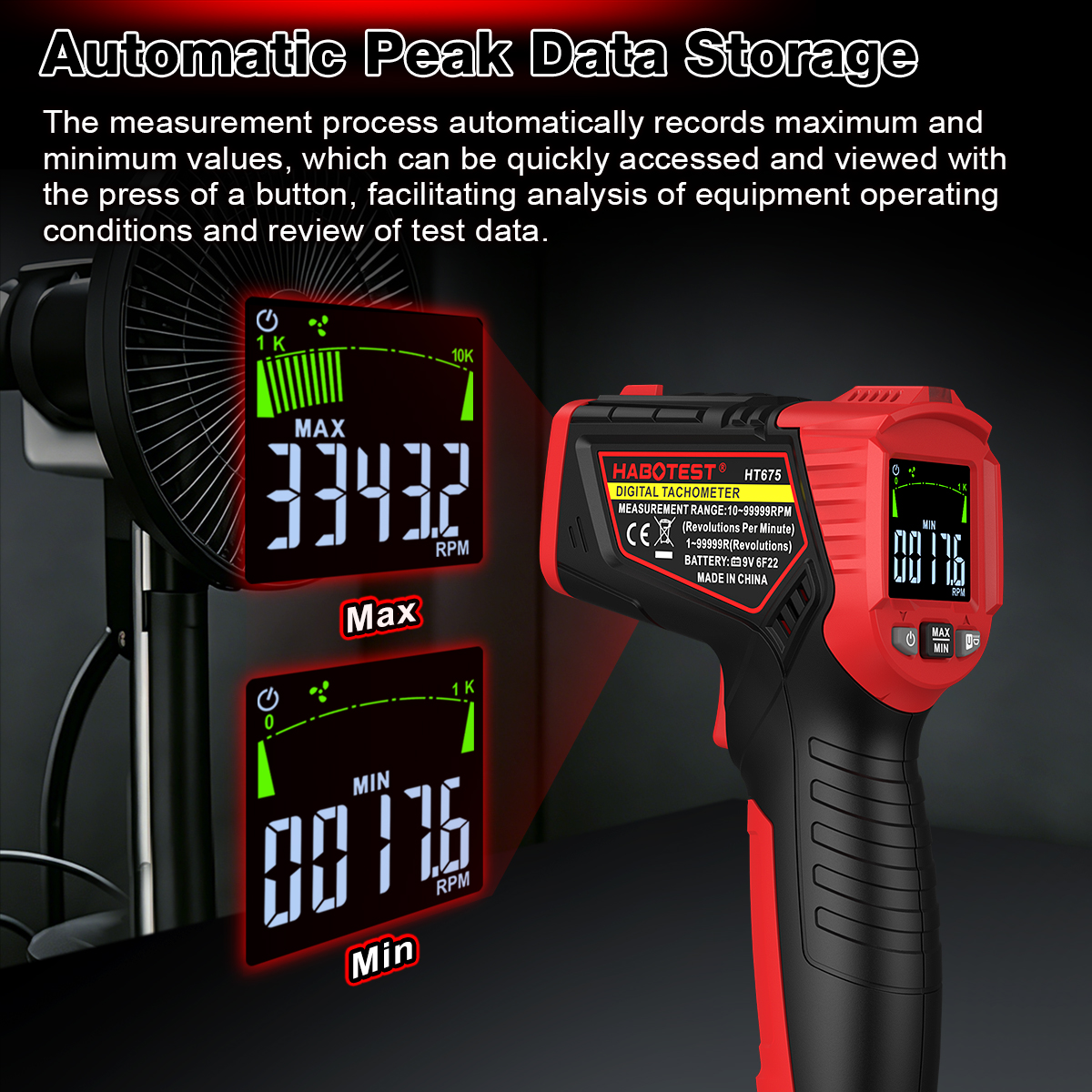 HABOTEST HT675 Non Contact Las - Industrial Laser Tachometer avaliação e preço