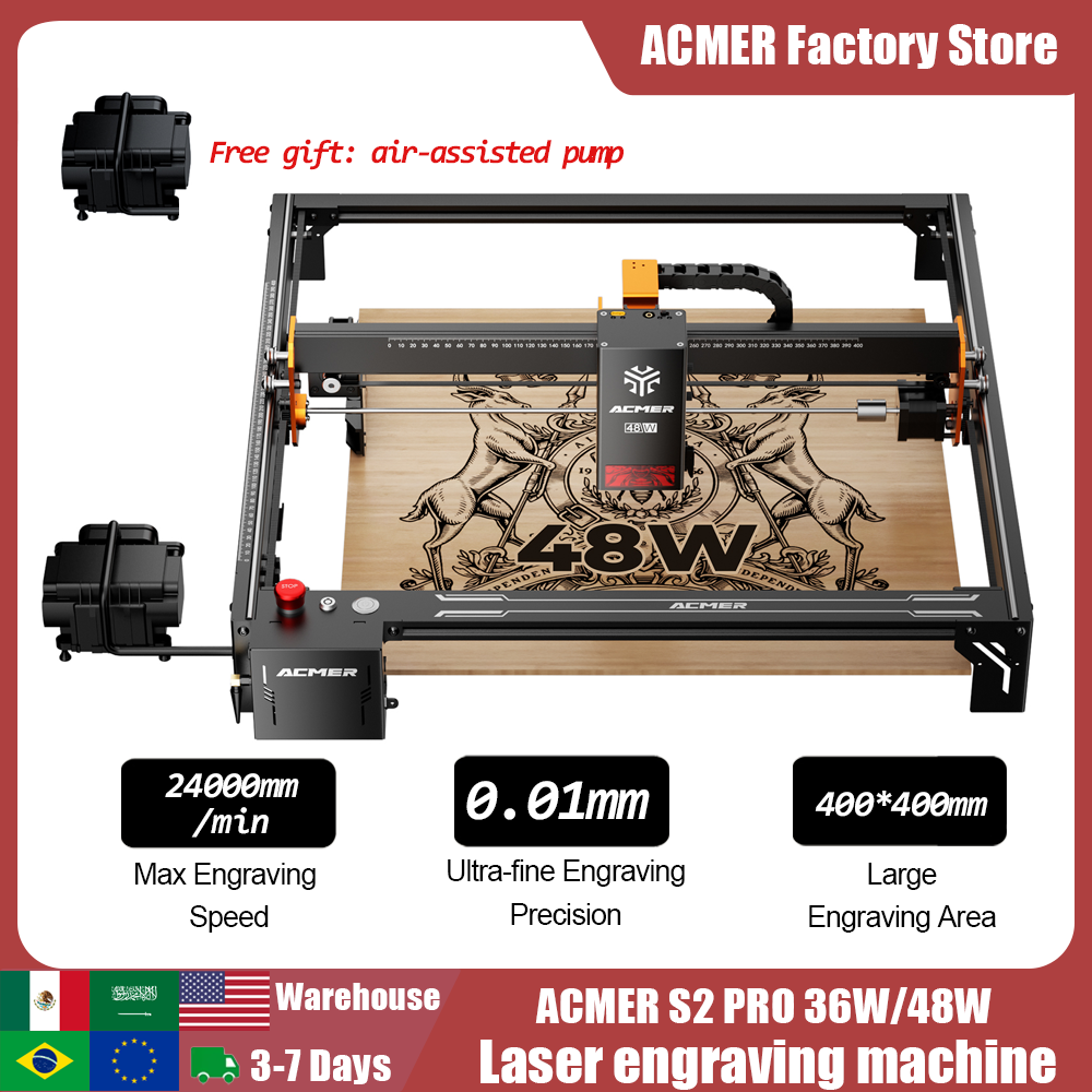 ACMER S2 PRO 36W/48W Laser Eng - Industrial Laser Engraving Machine avaliação e preço