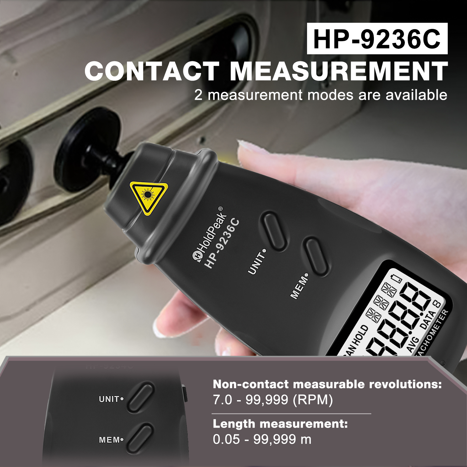 HP-9236C Digital Tachometer, 2 - Industrial Laser Tachometer avaliação e preço