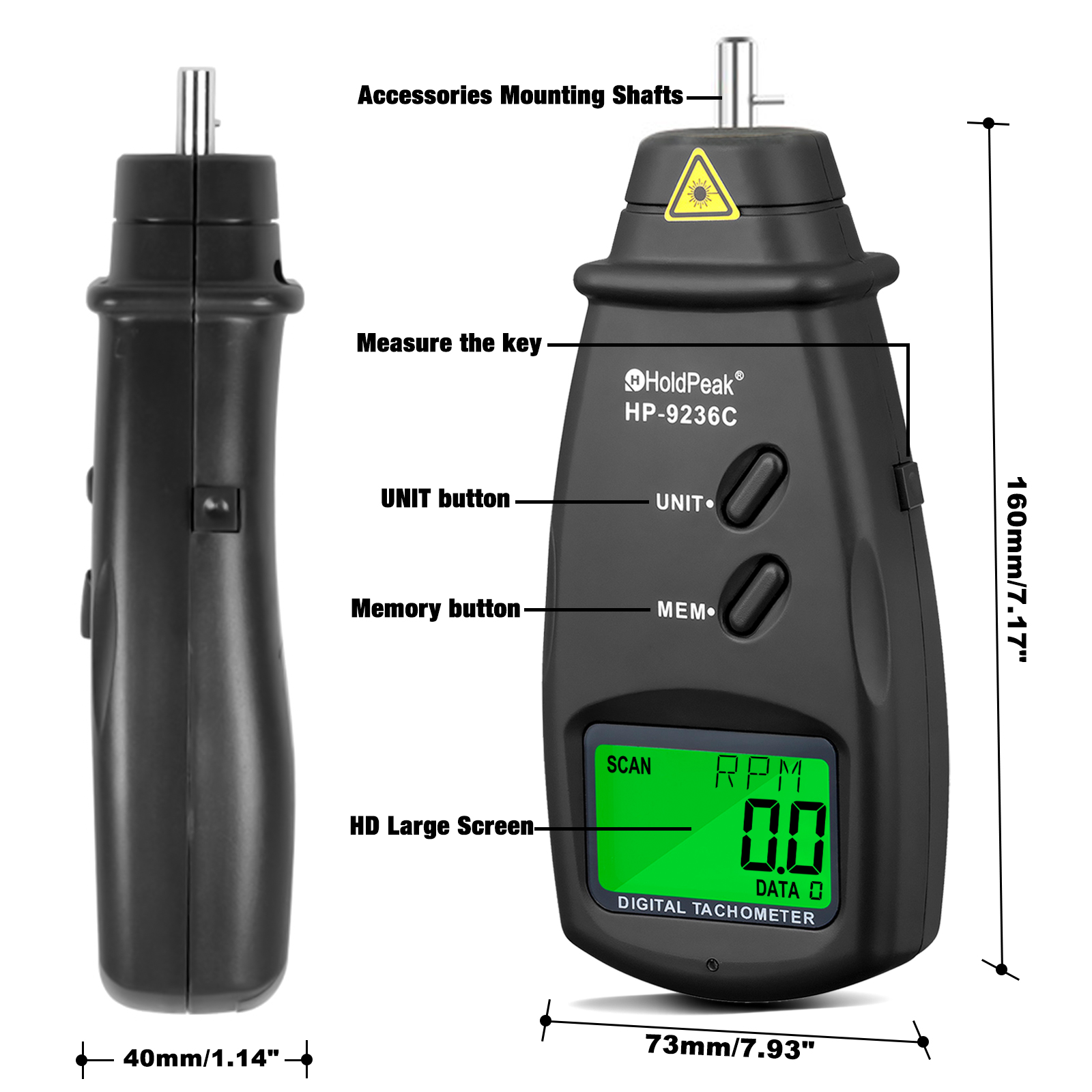 HP-9236C Digital Tachometer, 2 - Industrial Laser Tachometer avaliação e preço