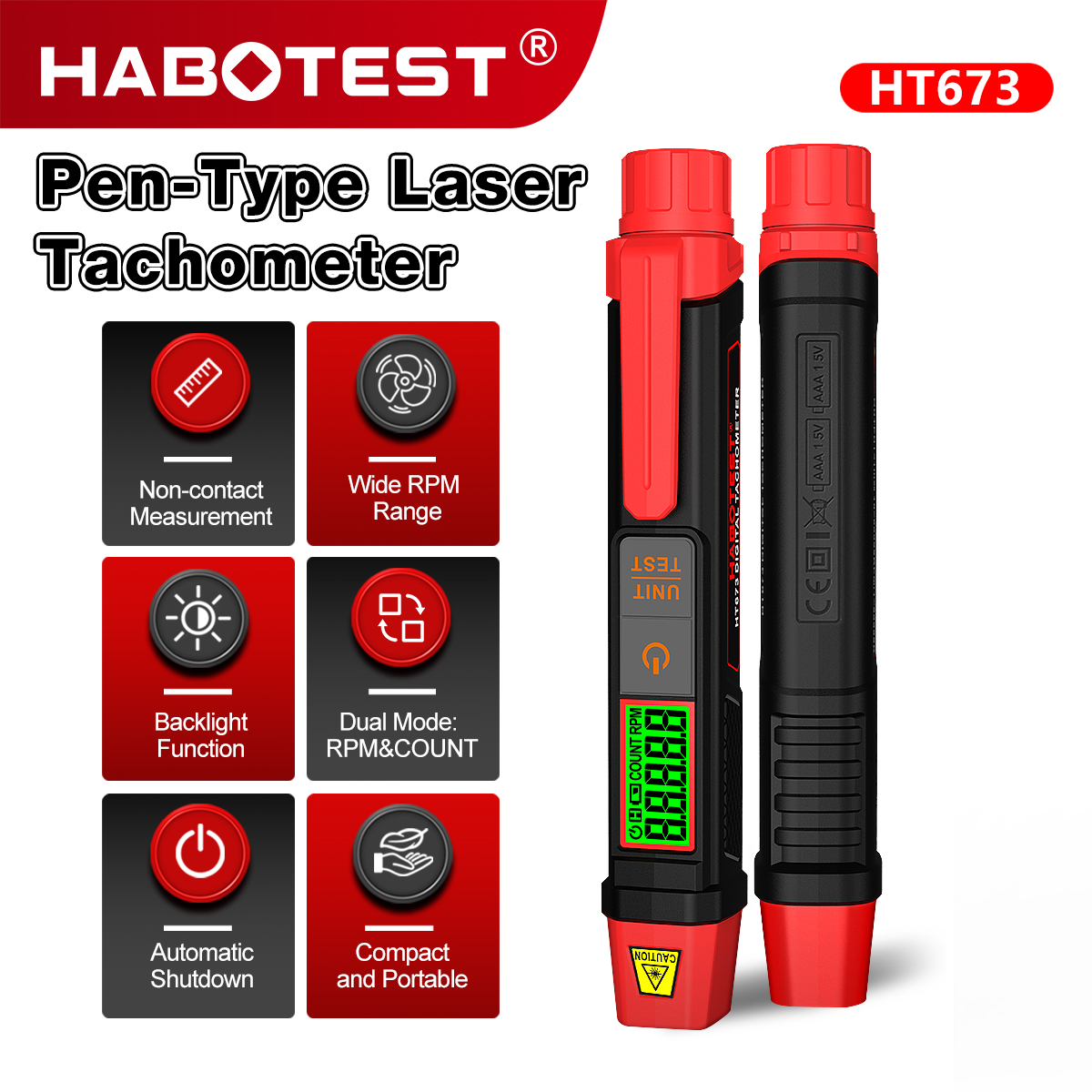 HABOTEST HT673 Pen Laser Tacho - Industrial Laser Tachometer avaliação e preço